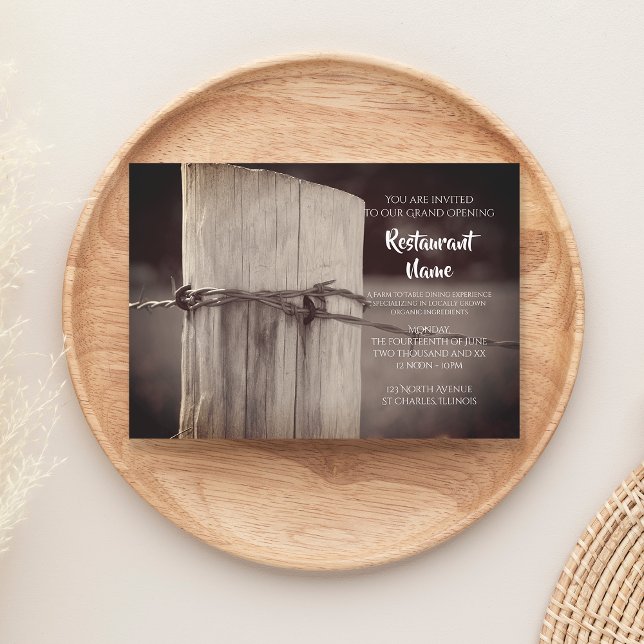 Rural Fence Post Farm Restaurant Grand Opening Einladung (Von Creator hochgeladen)