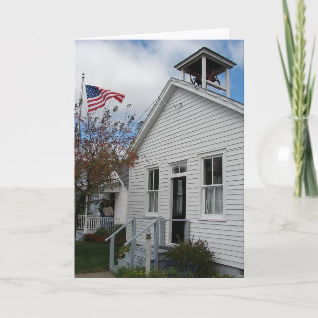 Rural One Room School and American Flag Karte (Vorderseite)