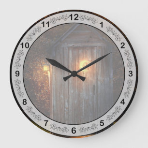 Rural - Outhouse - Do the necessary Große Wanduhr