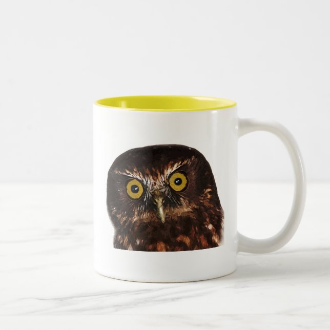 RURU, eine Neuseeland-Eulen-Tasse Zweifarbige Tasse (Rechts)