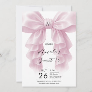 Rüschelnde rosa Kaskaden-Schleife elegante süße 16 Einladung