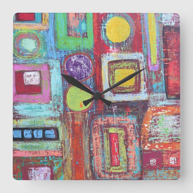 Rush Hour Wall Clock Quadratische Wanduhr (Vorderseite)