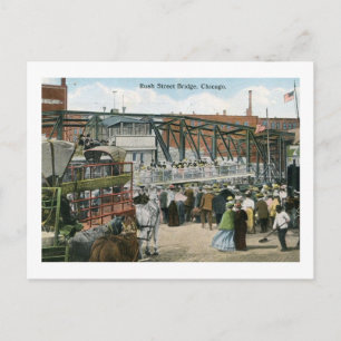 Rush St Bridge, Chicago, Illinois Vintag Postkarte