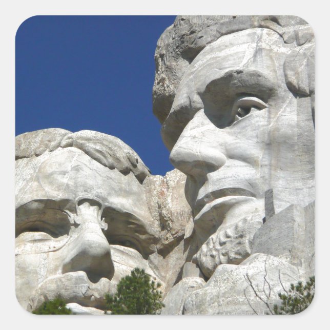 Rushmore-Detail Quadratischer Aufkleber (Vorderseite)
