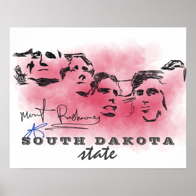 Rushmore National Memorial Zeichnend South Dacota Poster (Vorne)