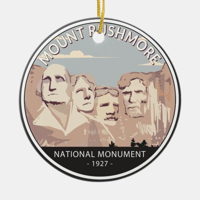 Rushmore National Monument Retro Circle Keramik Ornament (Vorne)