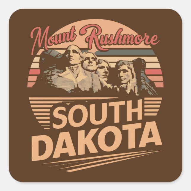 Rushmore South Dakota Quadratischer Aufkleber (Vorderseite)