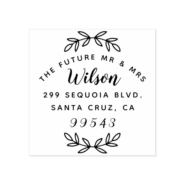 Rusic Script The Future Mr. & Mrs. Rücksendeadress Gummistempel (Prägung)