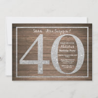 Rusic Surprise 40e anniversaire Invitation Argent
