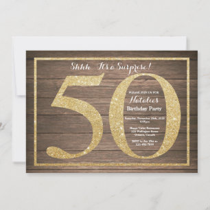 Rusic Surprise 50e anniversaire Invitation Gold