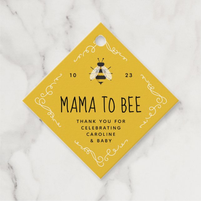 Rusitc Mama to Bee Baby Shower Geschenkanhänger (Vorderseite)