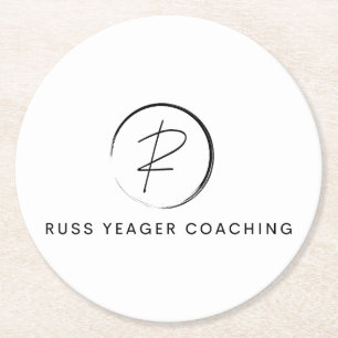 Russ Yeager Coaching Signatur-Logo Runder Pappuntersetzer