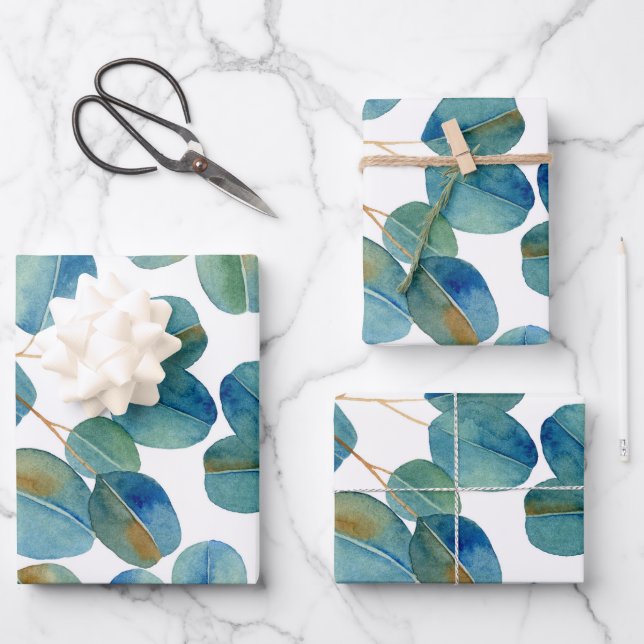 Russe Aquarelle Eucalyptus Feuilles  (Recto)