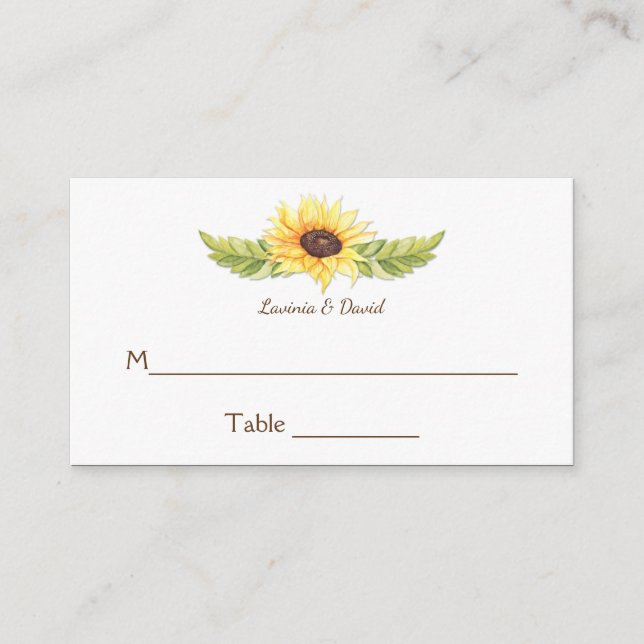 Russe Aquarelle Tournesols Cartes de Place (Devant)