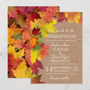Russe Automne quitte Burlap Faire-part de mariage