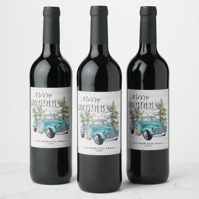 Russe Bleu Ferme Camion Étiquettes de vin (Bouteilles)