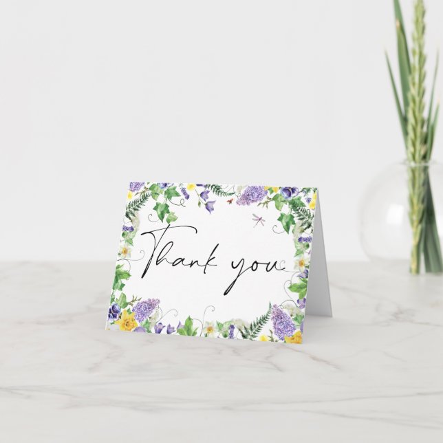 Russe Boho Fleur sauvage Mariage photo Merci photo (Devant)