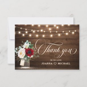 Russe Bourgogne Floral Mason Jar Merci Mariage
