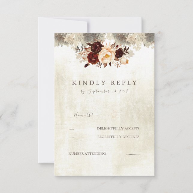 Russe Bourgogne Mariage Floral RSVP (Devant)