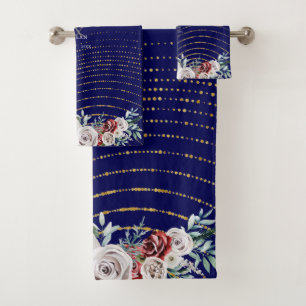 Russe Bourgogne Rouge ivoire Floral Navy bleu