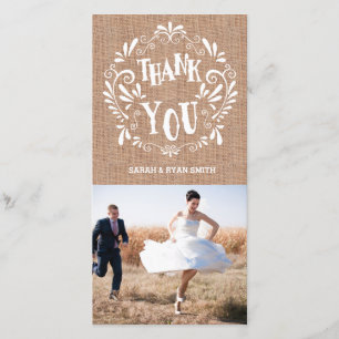Russe Burlap Imprimer Mariage Carte photo Merci
