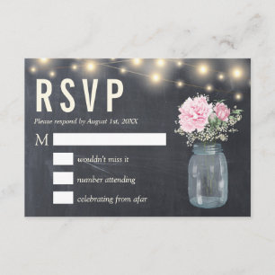 Russe Chalkboard Peony Floral Mason   Carte RSVP
