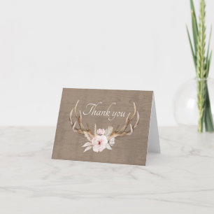 Russe Country Watercolor Antlers Carte de remercie