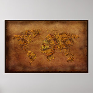 Russe effet 3D World Map Art Poster