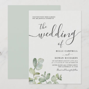 Russe Eucalyptus Sage Green Faire-part de mariage