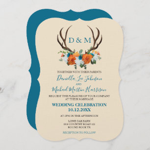 Russe Floral Antlers BOHO Faire-part de mariage