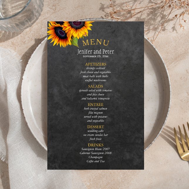 Russe pays tournesol BUDGET mariage menu (Créateur téléchargé)