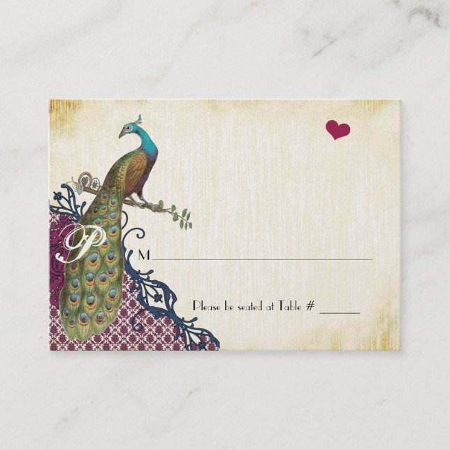 Russe Peacock Navy Framboise Damas Cartes de place (Devant)