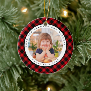 Russe Plaid Pays Photo Grand-parents Ornement