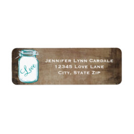Russe Turquoise Brown Mason Jar Mariage Étiquette 