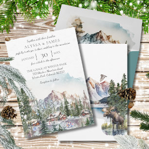 Russe Winter Mountain Lodge Faire-part de mariage