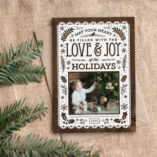 Russe Winter Woodland Cutout Carte photo de vacanc
