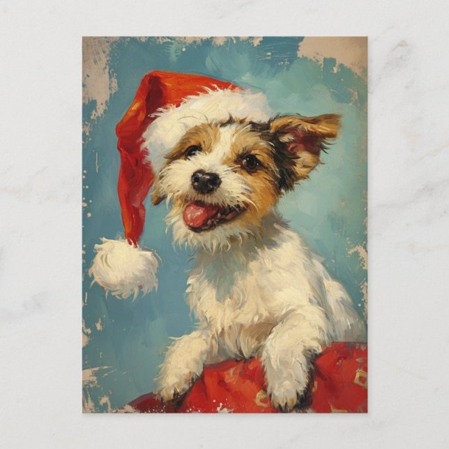 Russel Terrier Christmas Postkarte (Vorderseite)