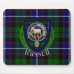 Russell Schottischer Clan Tartan und Wappen Mousepad