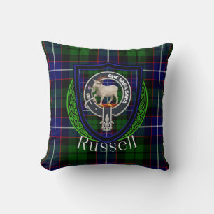 Russell schottischer Clan Tartan & Wappen Kissen
