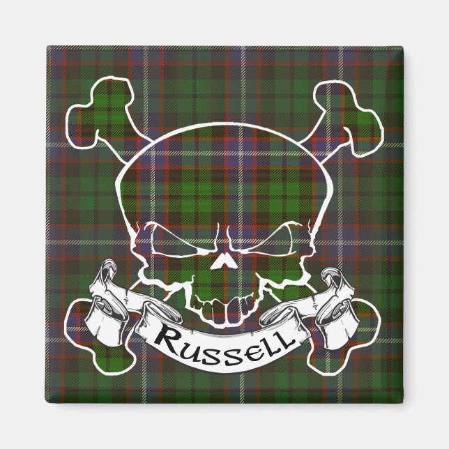 Russell Tartan Skull Magnet (Vorne)
