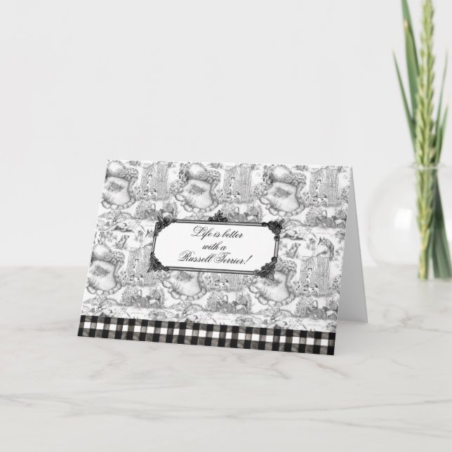 RUSSELL Terrier Black Toile Danke Karte (Vorderseite)