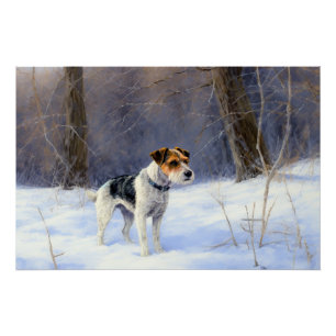 Russell Terrier Lass es schneien Weihnachten Poster