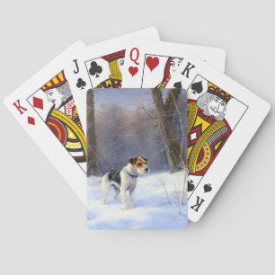 Russell Terrier Lass es schneien Weihnachten Spielkarten
