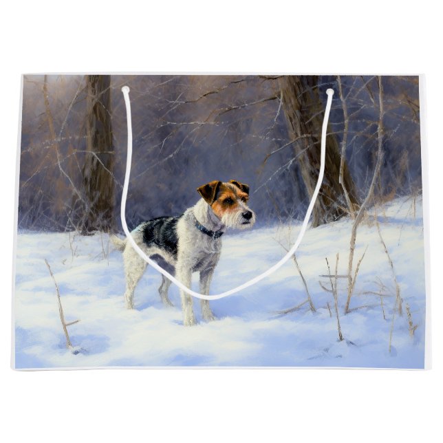 Russell Terrier Let It Snow Christmas Große Geschenktüte (Vorderseite)