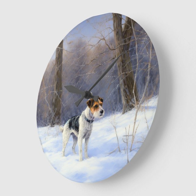 Russell Terrier Let It Snow Christmas Große Wanduhr (Winkel)