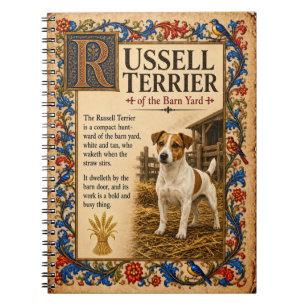 Russell Terrier, mittelalterliche Bestiarien-Kunst Notizblock