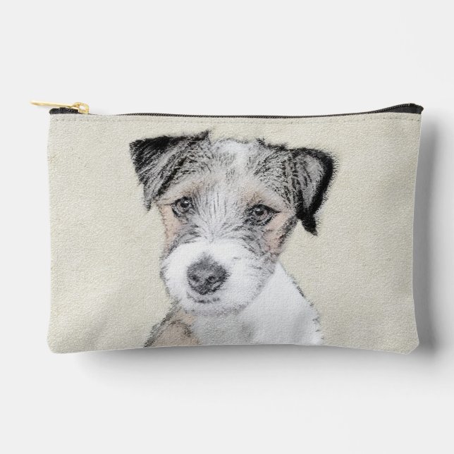 Russell Terrier Painting Rough Original Dog Art Zubehörtasche (Vorderseite)