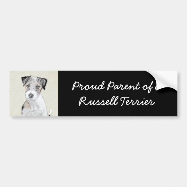 Russell Terrier Rough Painting - Original Dog Art Autoaufkleber (Vorne)