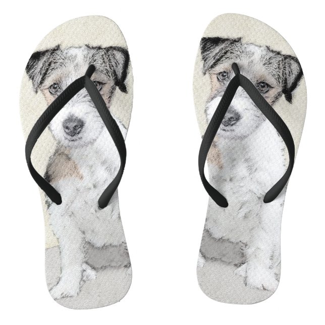 Russell Terrier Rough Painting - Original Dog Art Flip Flops (Fußbett)
