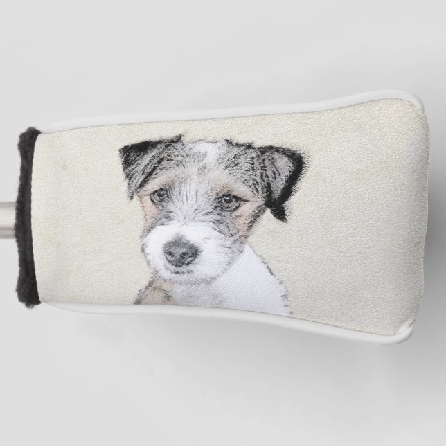Russell Terrier Rough Painting - Original Dog Art Golf Headcover (Vorderseite)